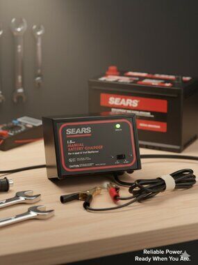Sears 1.5Amp 6/ 12-Volt Manual Battery Charger #71201 with original box.